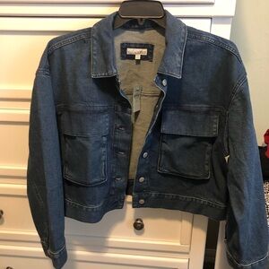 XXL Petite Cropped Denim Jacket In Classic Mid Wash NWT